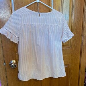 SHEIN White and Cream Striped Blouse